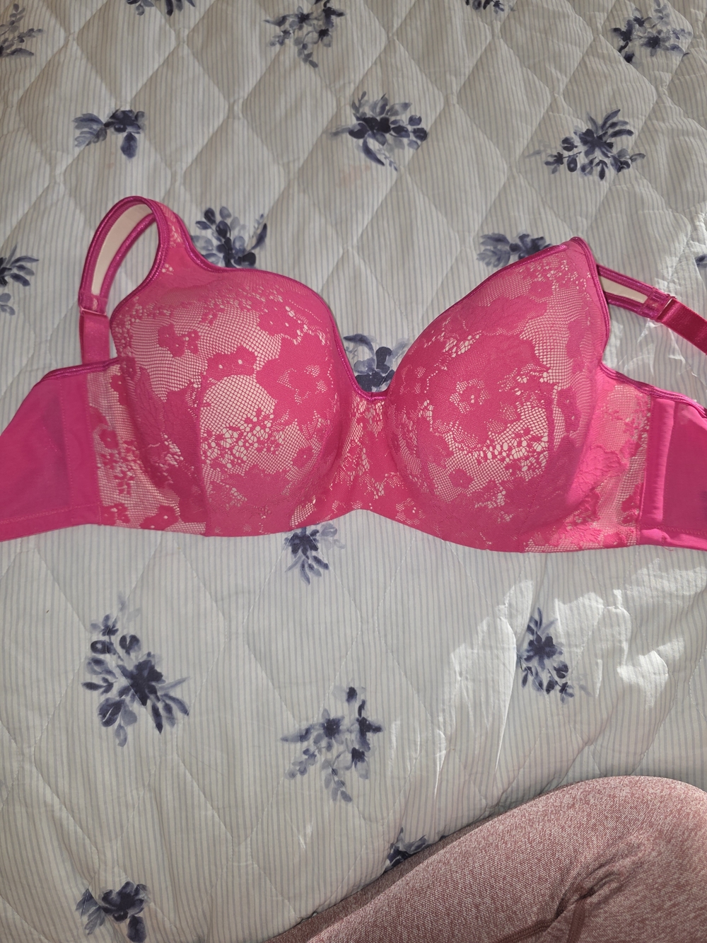 Cacique Bright Pink Lace Underwire Bra